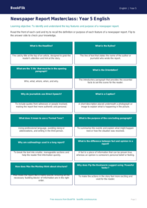 Free Newspaper Writing Flashcards | Year 5 Core | BookFlik