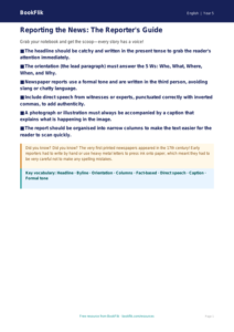 Free Newspaper Writing Poster | Year 5 Core | BookFlik