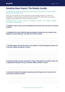 Free Newspaper Writing Template | Year 5 Core | BookFlik