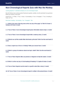 Free Non Chronological Reports Quiz | Year 4 Supported | BookFlik