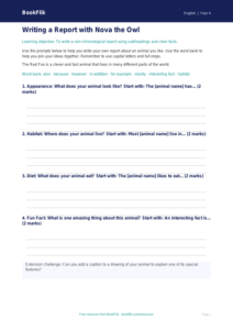 Free Non Chronological Reports Writing Frame | Year 4 Supported | BookFlik