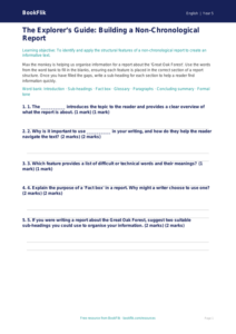 Free Non Chronological Reports Activity Sheet | Year 5 Core | BookFlik