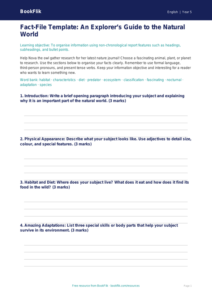Free Non Chronological Reports Template | Year 5 Core | BookFlik