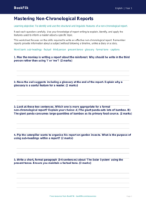 Free Non Chronological Reports Worksheet | Year 5 Core | BookFlik