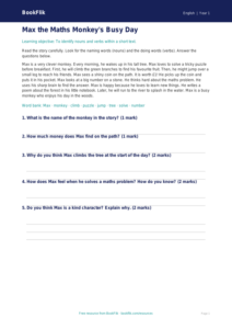 Free Nouns And Verbs Comprehension | Year 1 Core | BookFlik