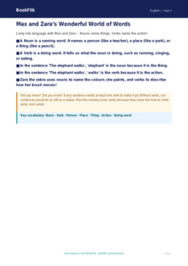 Free Nouns And Verbs Poster | Year 1 Core | BookFlik
