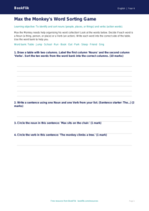 Free Nouns And Verbs Activity Sheet | Year 4 Supported | BookFlik