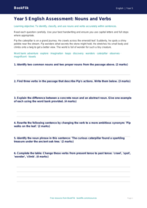 Free Nouns And Verbs Assessment | Year 5 Core | BookFlik