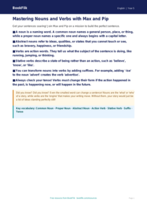 Free Nouns And Verbs Poster | Year 5 Core | BookFlik