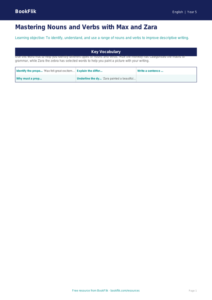 Free Nouns And Verbs Word Mat | Year 5 Core | BookFlik