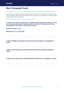 Free Paragraphs Activity Sheet | Year 4 Supported | BookFlik