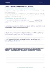 Free Paragraphs Assessment | Year 4 Supported | BookFlik