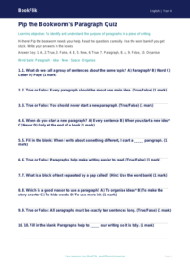 Free Paragraphs Quiz | Year 4 Supported | BookFlik
