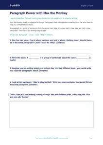 Free Paragraphs Worksheet | Year 4 Supported | BookFlik