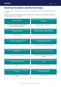 Free Parenthesis Flashcards | Year 5 Core | BookFlik