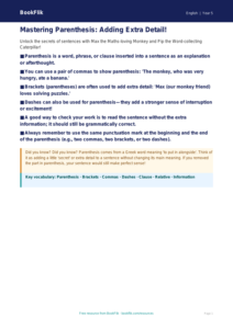 Free Parenthesis Poster | Year 5 Core | BookFlik