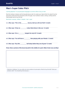 Free Persuasive Writing Activity Sheet | Year 4 Supported | BookFlik
