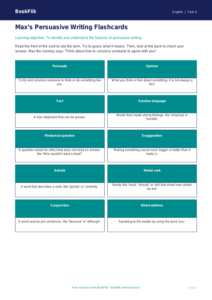 Free Persuasive Writing Flashcards | Year 4 Supported | BookFlik