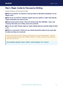 Free Persuasive Writing Poster | Year 4 Supported | BookFlik
