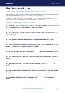 Free Persuasive Writing Quiz | Year 4 Supported | BookFlik