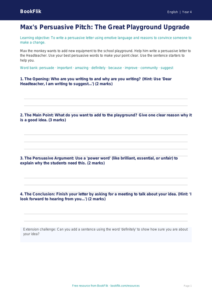 Free Persuasive Writing Template | Year 4 Supported | BookFlik