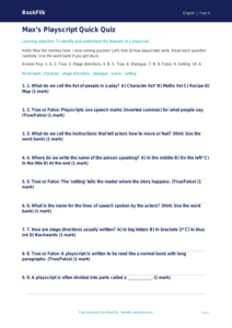 Free Playscripts Quiz | Year 4 Supported | BookFlik