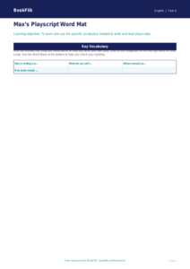 Free Playscripts Word Mat | Year 4 Supported | BookFlik