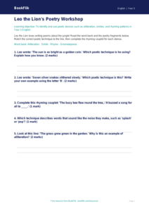 Free Poetry Activity Sheet | Year 3 Core | BookFlik
