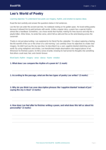 Free Poetry Comprehension | Year 3 Core | BookFlik