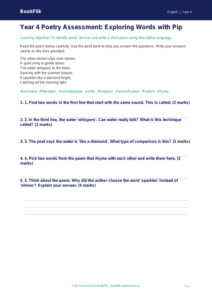 Free Poetry Assessment | Year 4 Supported | BookFlik