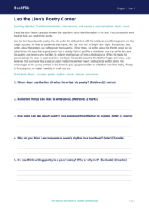 Free Poetry Comprehension | Year 4 Supported | BookFlik