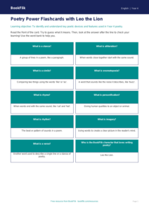 Free Poetry Flashcards | Year 4 Supported | BookFlik