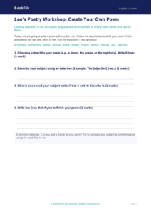 Free Poetry Template | Year 4 Supported | BookFlik