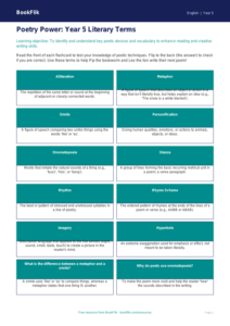 Free Poetry Flashcards | Year 5 Core | BookFlik