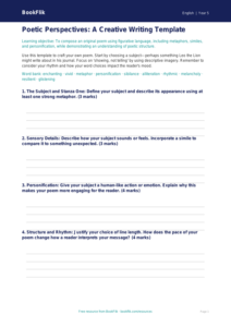 Free Poetry Template | Year 5 Greater Depth | BookFlik