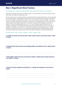 Free Prefixes And Suffixes Comprehension | Year 4 Greater Depth | BookFlik
