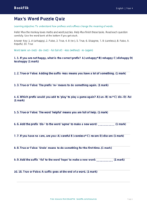 Free Prefixes And Suffixes Quiz | Year 4 Supported | BookFlik