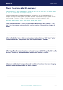 Free Prefixes And Suffixes Template | Year 4 Greater Depth | BookFlik