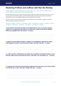 Free Prefixes And Suffixes Writing Frame | Year 4 Greater Depth | BookFlik