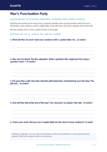Free Punctuation Writing Frame | Year 1 Core | BookFlik