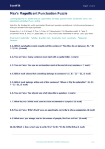 Free Punctuation Quiz | Year 3 Core | BookFlik