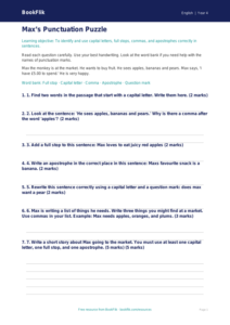 Free Punctuation Assessment | Year 4 Supported | BookFlik