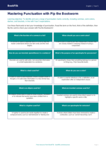 Free Punctuation Flashcards | Year 5 Core | BookFlik