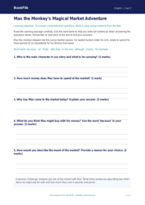 Free Reading Comprehension Writing Frame | Year 2 Core | BookFlik
