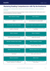 Free Reading Comprehension Flashcards | Year 5 Core | BookFlik