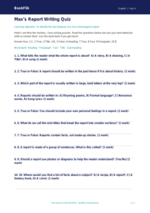 Free Report Writing Quiz | Year 4 Supported | BookFlik