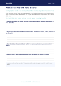 Free Report Writing Template | Year 4 Supported | BookFlik