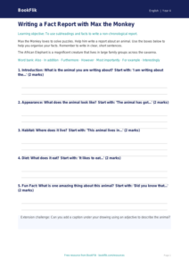 Free Report Writing Frame | Year 4 Supported Worksheet | BookFlik