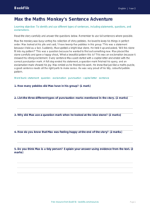 Free Sentence Structure Comprehension | Year 2 Core | BookFlik