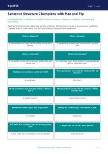 Free Sentence Structure Flashcards | Year 2 Core | BookFlik